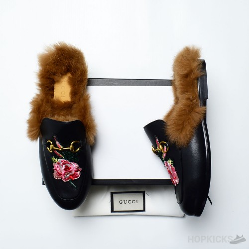 Gucci Princetown Floral furr Loafers